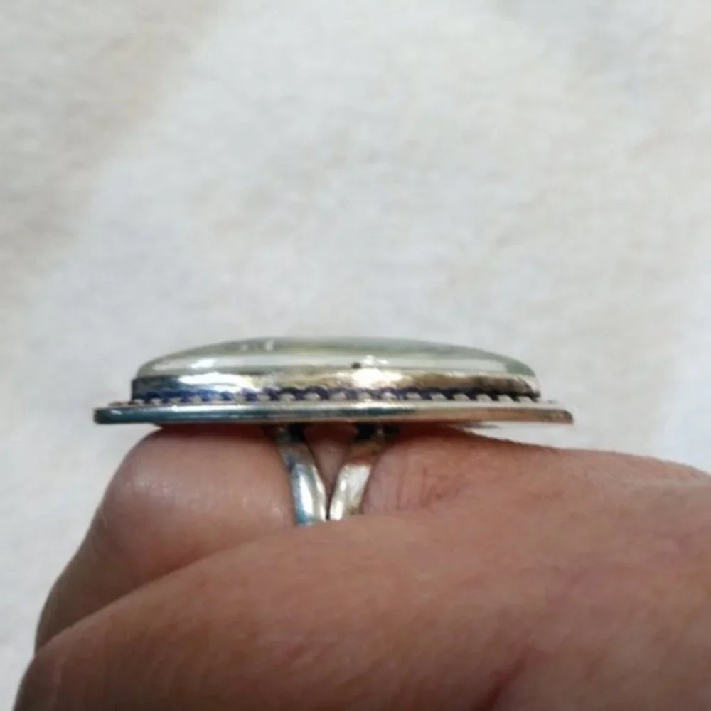 Triplet Opal Sterling Silver Ring Huge! .925
